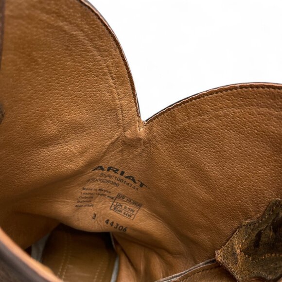 Ariat Brown Leather Western Cowboy Biker Boots Men's 10.5 EE Wide - Picture 11 of 12